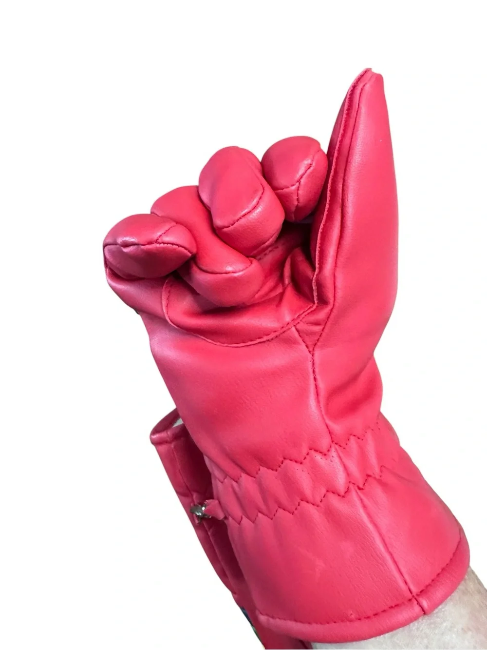 Vintage‎ Retro red Ski Gloves / Winter Gloves with Striped Cuffs